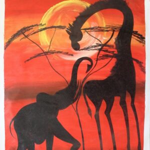 Left Elephant and Giraffe